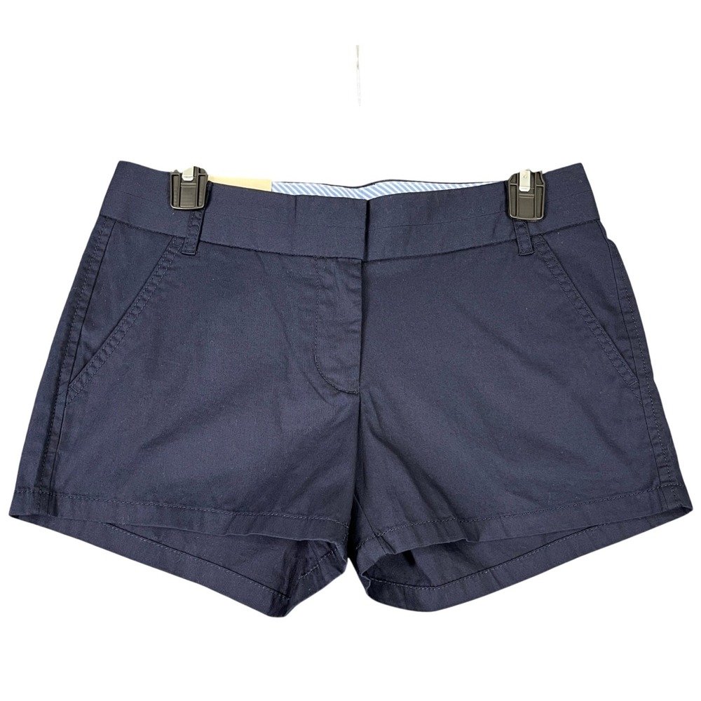 J Crew Chino City Fit Shorts Womens 0 Navy Low Rise Preppy Minimalist Classic